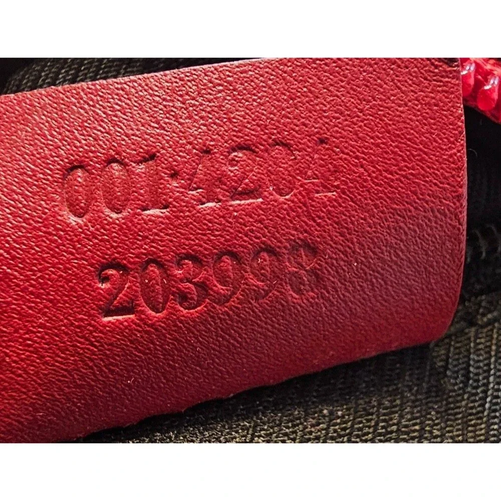 Gucci GG Canvas Hobo Bag Red Model 001‑4204 Leather Trim Gold Hardware Shoulder